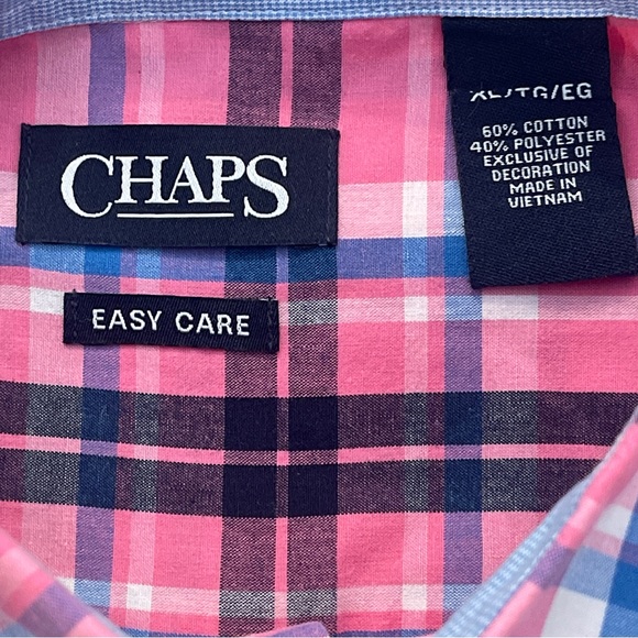Chaps Flannel Pattern Button Down XL Pink / Blue / Black - Picture 4 of 5